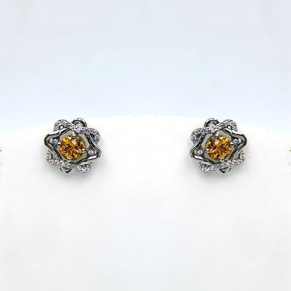 Blue Topaz Rosette Halo Earrings