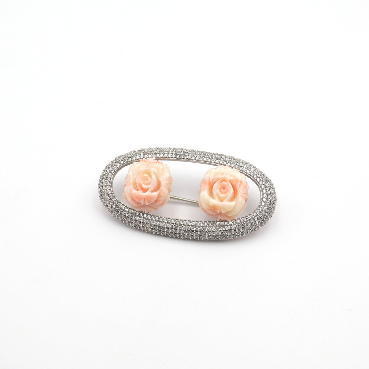 Coral Oval Duet Brooch