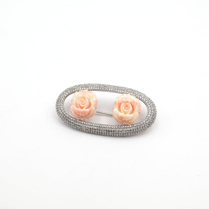 Coral Oval Duet Brooch
