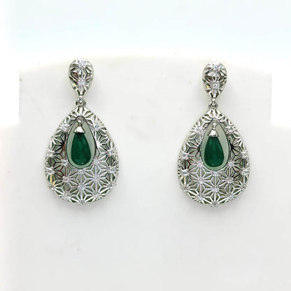 Green Onyx Pearline Lace Earrings