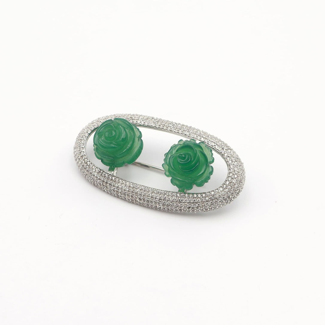 Coral Oval Duet Brooch