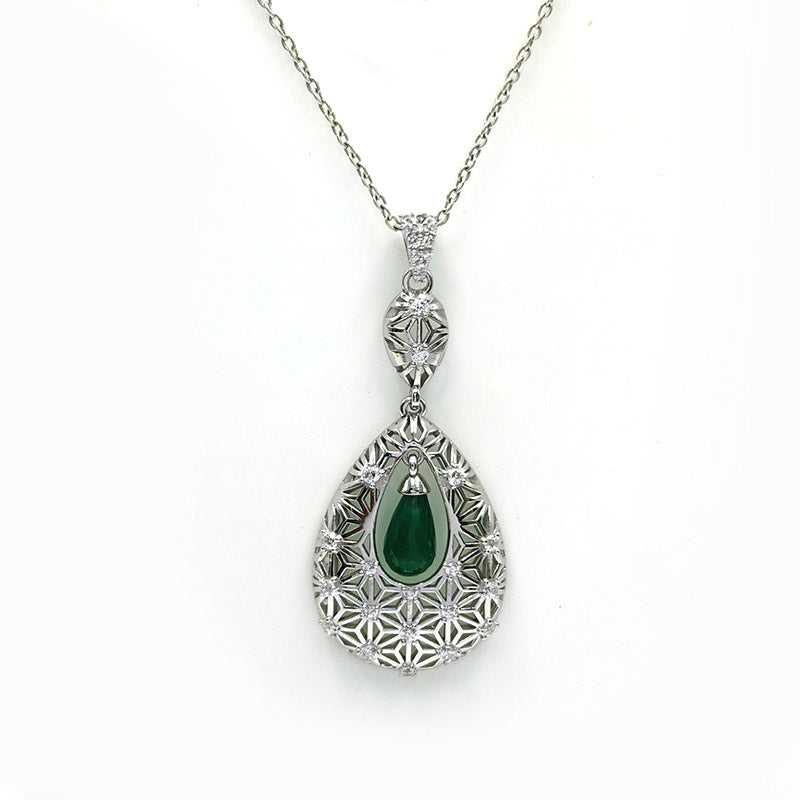 Green Onyx Pearline Lace Earrings