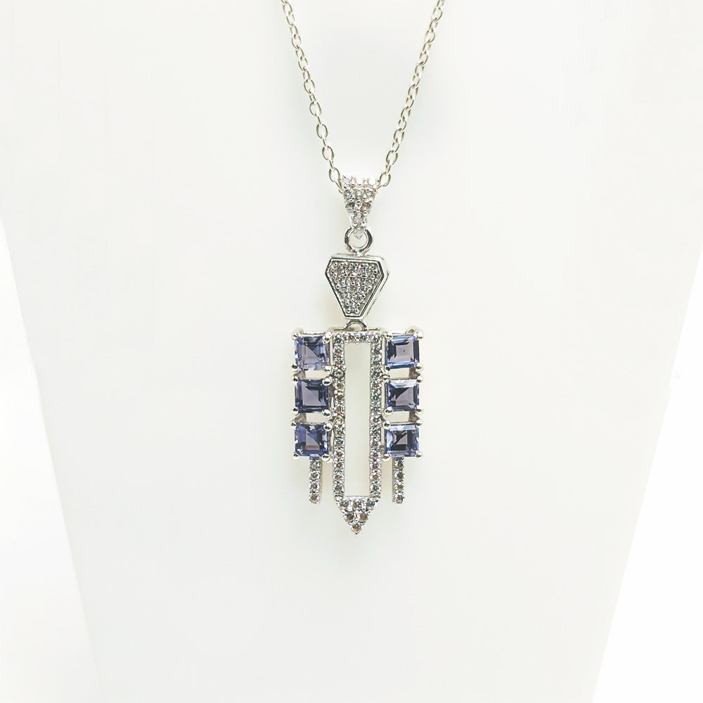 Blue Topaz Checkered Square Earrings