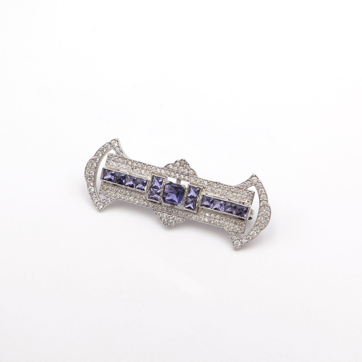 Blue Topaz Deco Bar Brooch