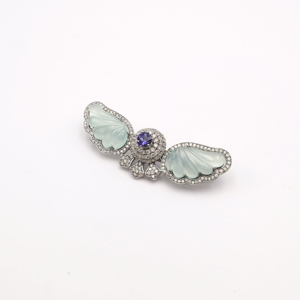 Iolite & Sea Blue Onyx Winged Angel Brooch