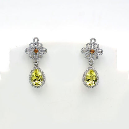 White Moonstone & Blue Topaz Celestial Drop Earrings