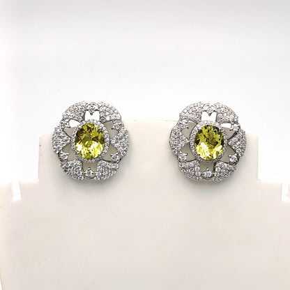 Citrine Sunburst Halo Earrings