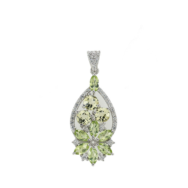 Peridot & Lemon Quartz Filigree Leaf Earrings