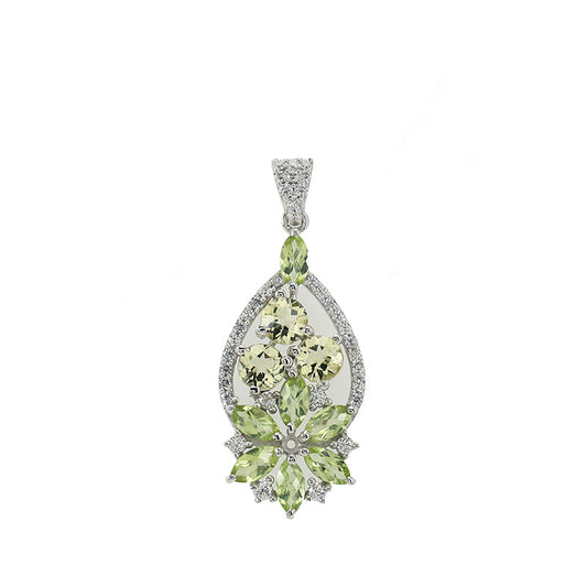 Peridot & Lemon Quartz Filigree Leaf Earrings