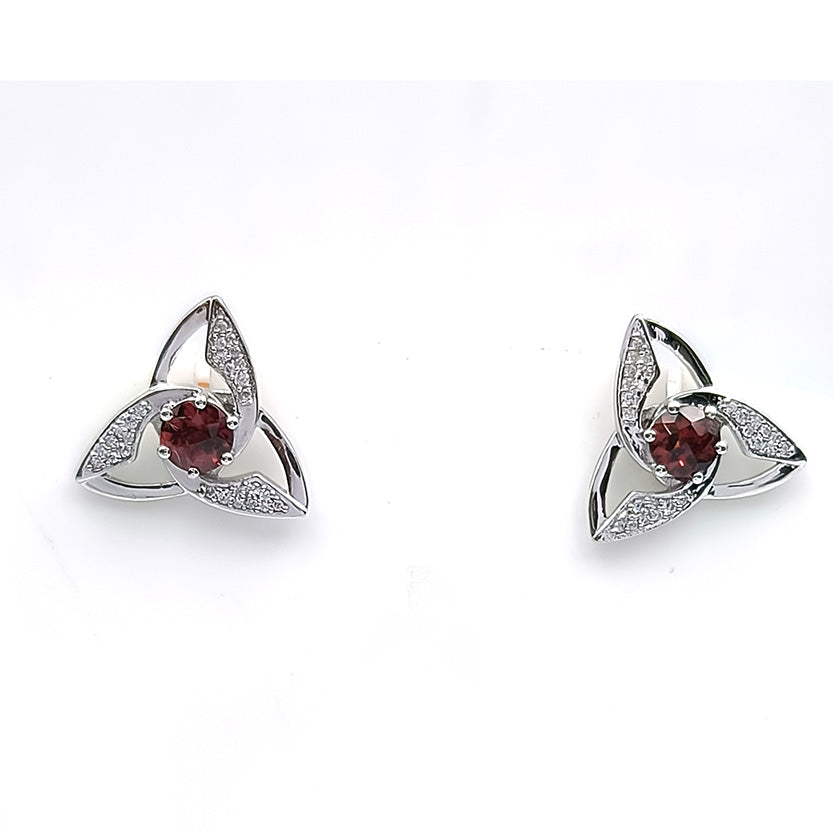 Pink Garnet Trinity Knot Earrings