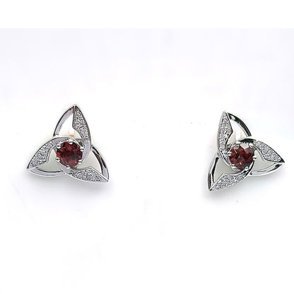 Pink Garnet Trinity Knot Earrings