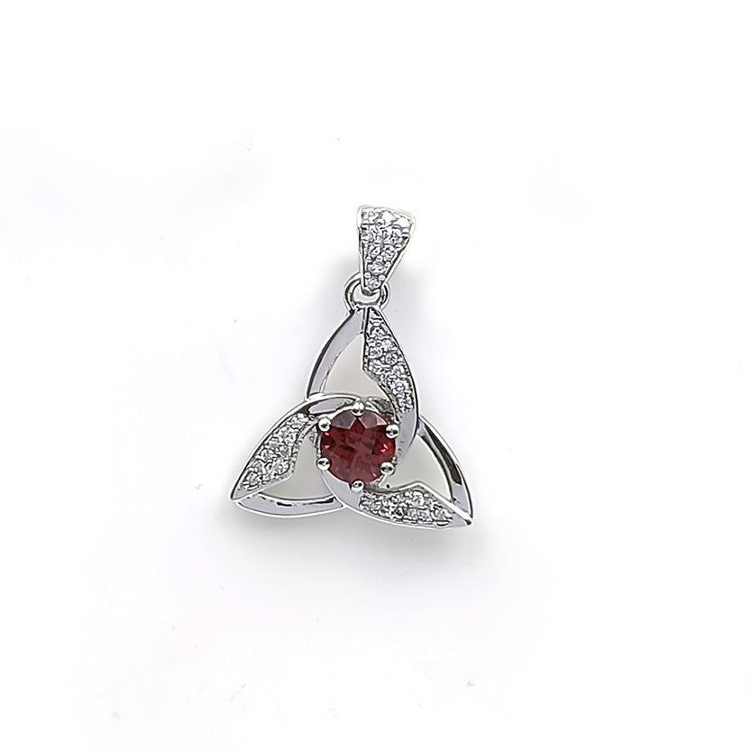Pink Garnet Trinity Knot Earrings