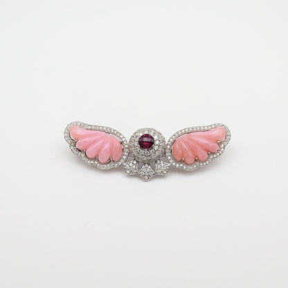 Iolite & Sea Blue Onyx Winged Angel Brooch