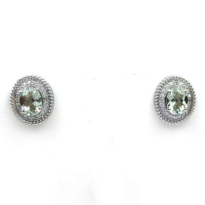Prasiolite Orbit Solitaire Earrings