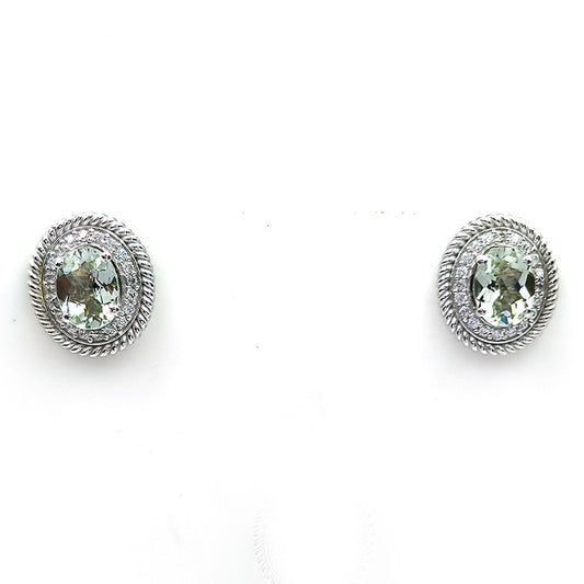 Prasiolite Orbit Solitaire Earrings
