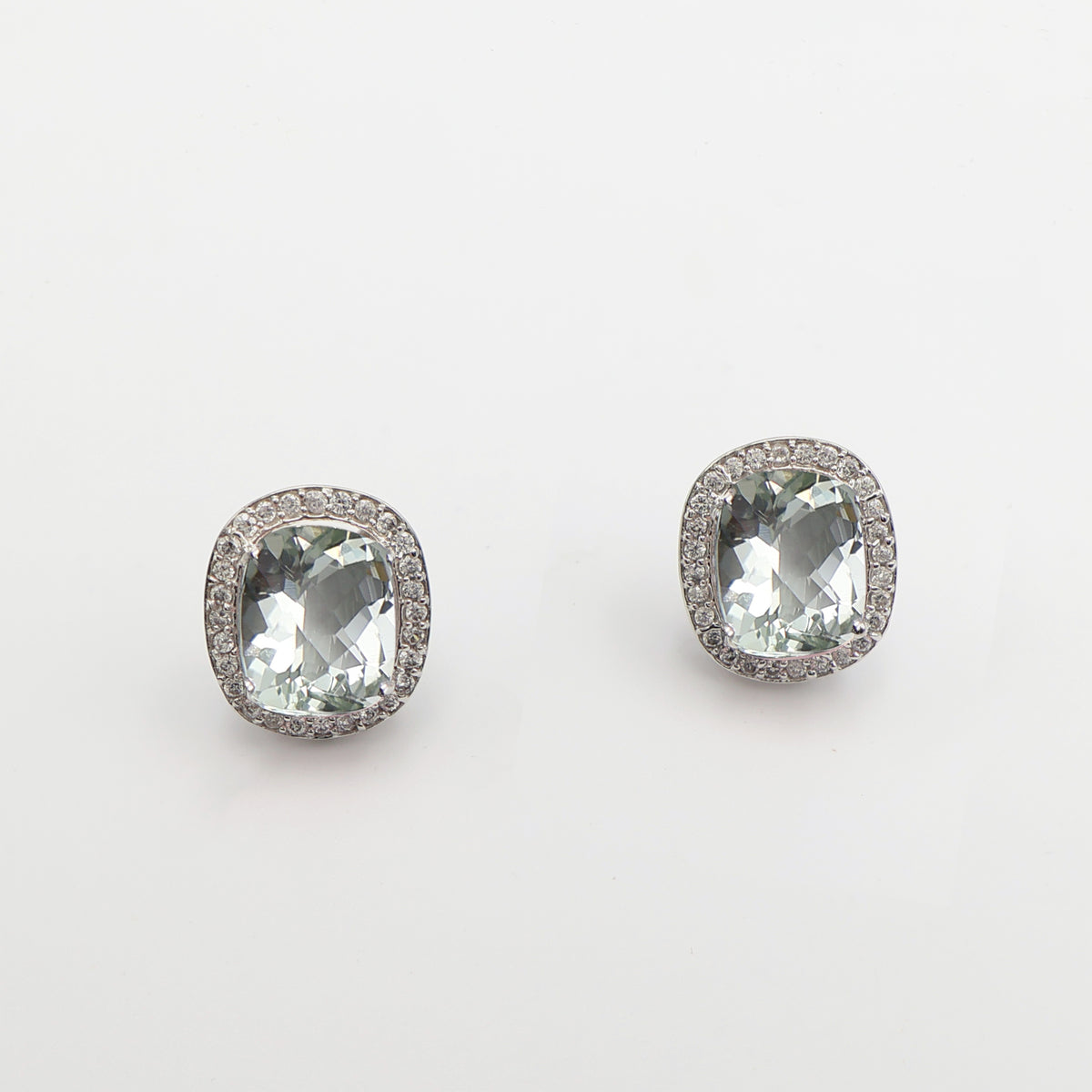 Prasiolite Bloom Halo Earrings