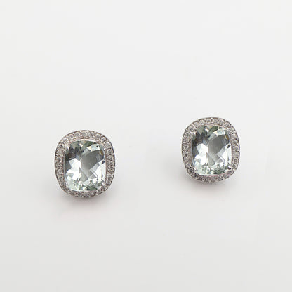 Prasiolite Bloom Halo Earrings