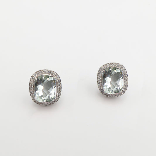 Prasiolite Bloom Halo Earrings