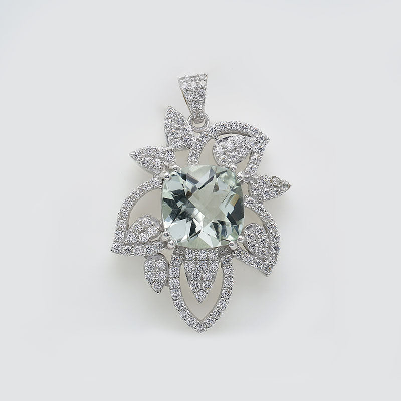 Prasiolite Petal Halo Earrings