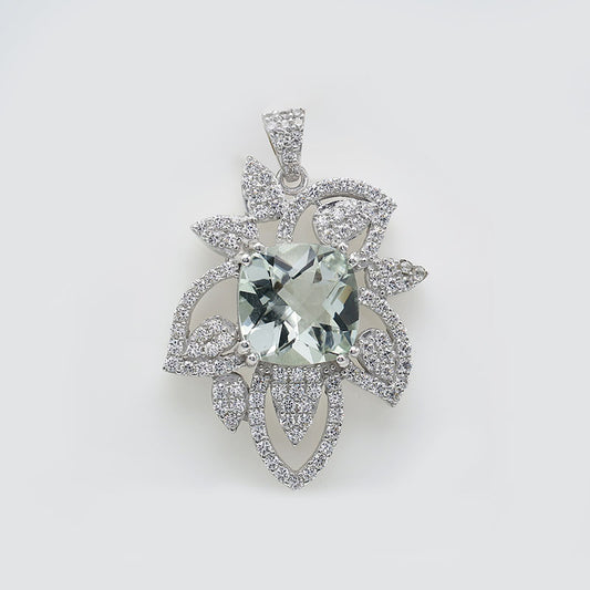 Prasiolite Petal Halo Earrings
