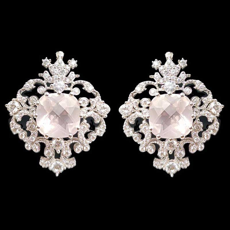 Rose Quartz Lace Medallion Earrings