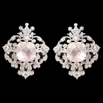 Rose Quartz Lace Medallion Earrings