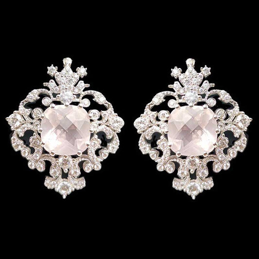 Rose Quartz Lace Medallion Earrings