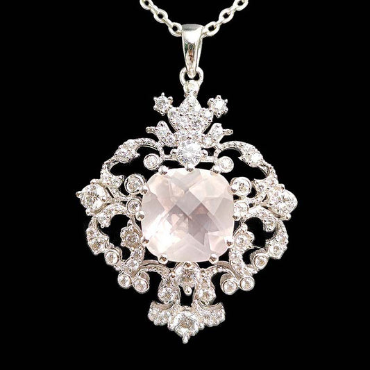 Rose Quartz Lace Medallion Earrings
