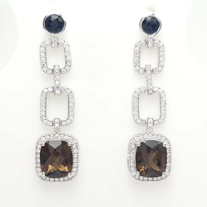 Smoky Quartz & Garnet Pave Link Earrings
