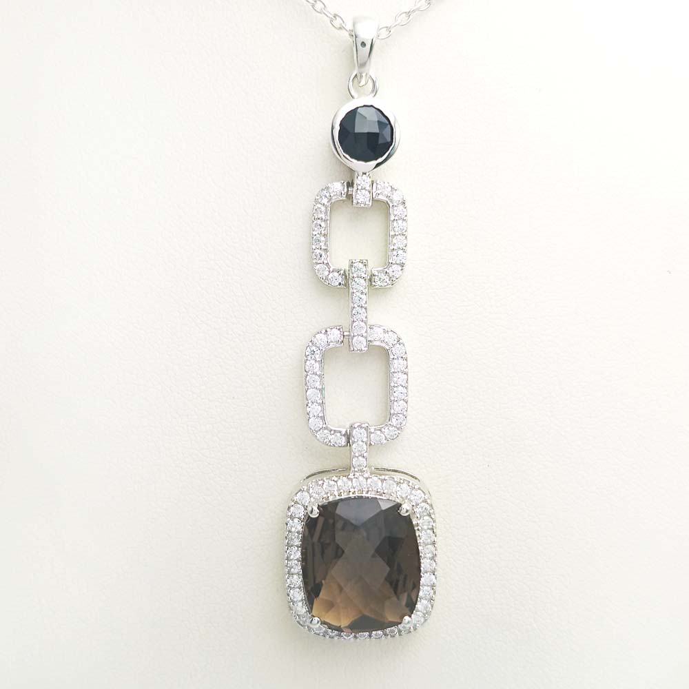 Smoky Quartz & Garnet Pave Link Earrings
