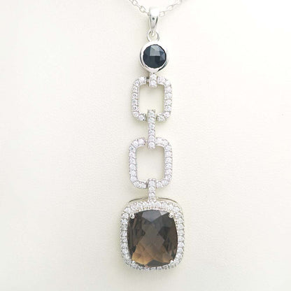 Smoky Quartz & Garnet Pave Link Earrings