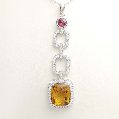 Smoky Quartz & Garnet Pave Link Earrings