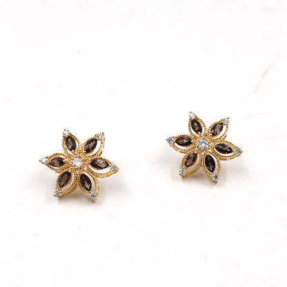 Pink Garnet Petal Star Earrings