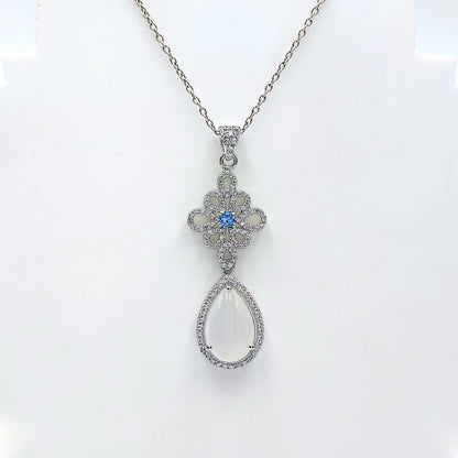 White Moonstone & Blue Topaz Celestial Drop Earrings